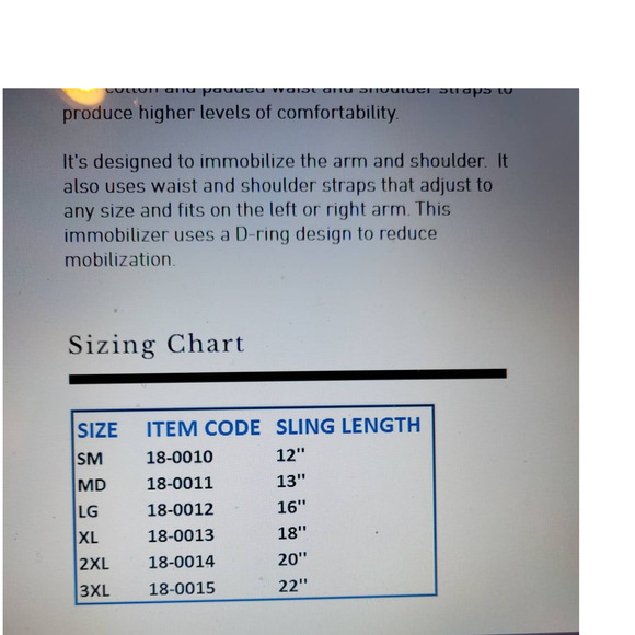 NIB Air A Med 18 INCH Shoulder Immobilizer Large part 18-0012 L3660 - Picture 7 of 7